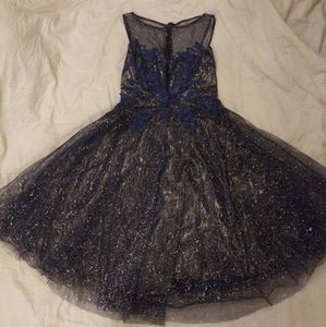 Maniju Navy and Gold Glitter Dress